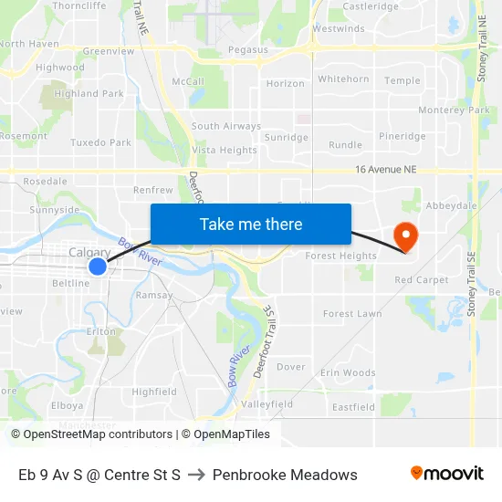 Eb 9 Av S @ Centre St S to Penbrooke Meadows map