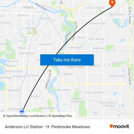 Anderson Lrt Station to Penbrooke Meadows map