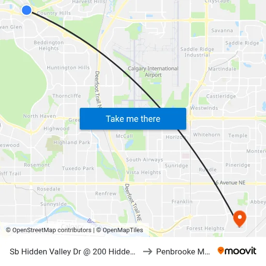 Sb Hidden Valley Dr @ 200 Hidden Valley Pl NW to Penbrooke Meadows map