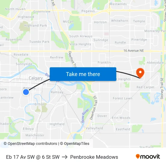 Eb 17 Av SW @ 6 St SW to Penbrooke Meadows map