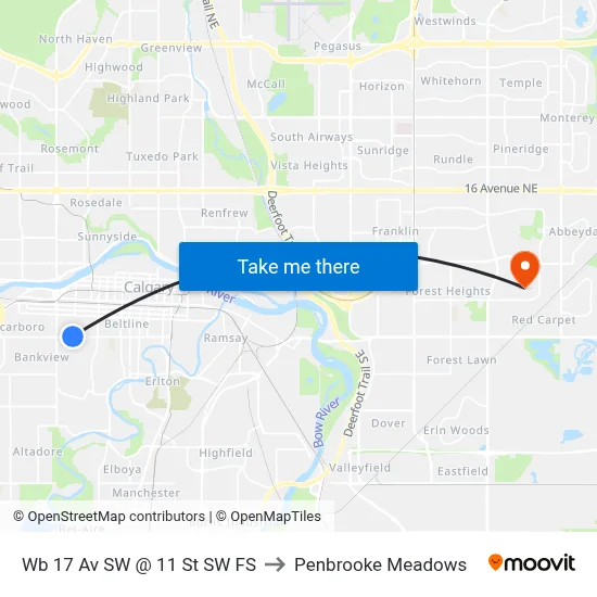 Wb 17 Av SW @ 11 St SW FS to Penbrooke Meadows map