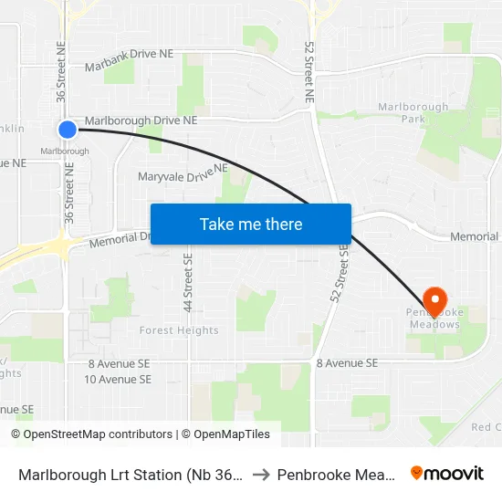 Marlborough Lrt Station (Nb 36 St Ne) to Penbrooke Meadows map