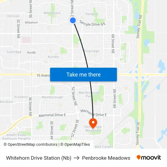 Whitehorn Drive Station (Nb) to Penbrooke Meadows map