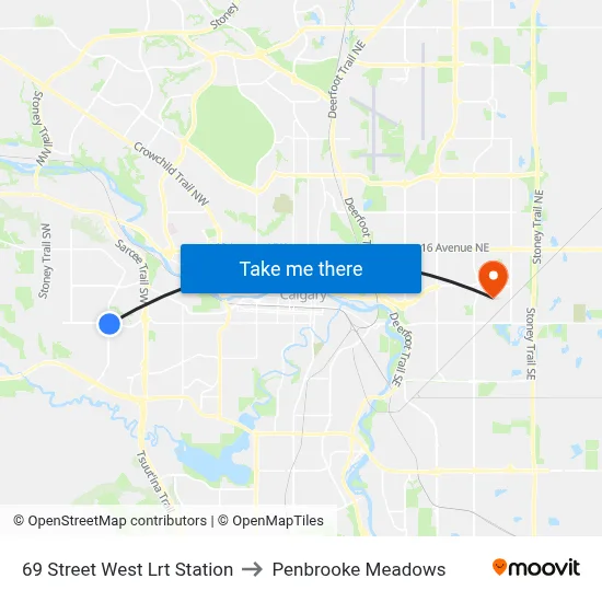 69 Street West Lrt Station to Penbrooke Meadows map