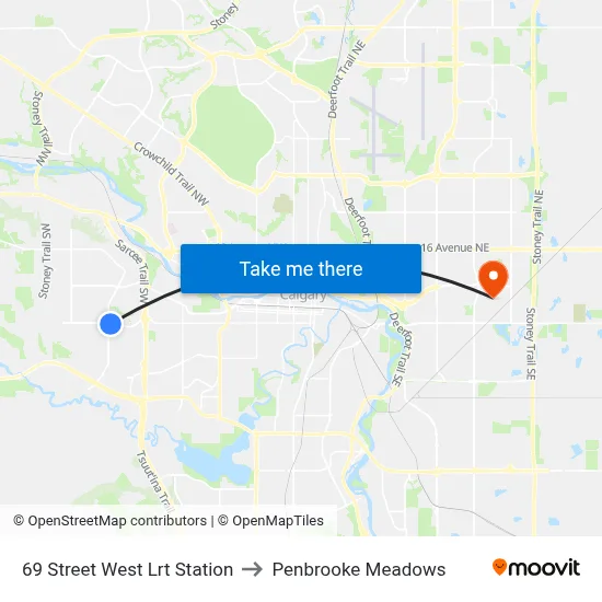 69 Street West Lrt Station to Penbrooke Meadows map