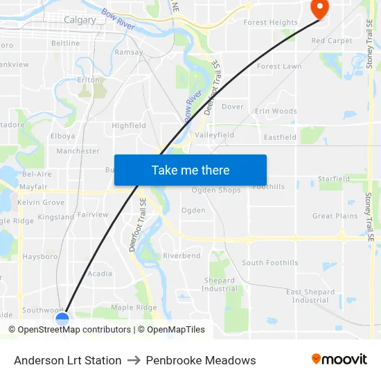 Anderson Lrt Station to Penbrooke Meadows map