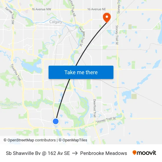 Sb Shawville Bv @ 162 Av SE to Penbrooke Meadows map