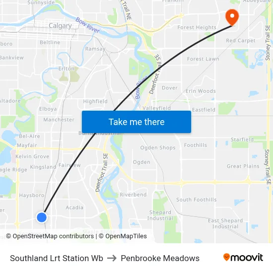 Southland Lrt Station Wb to Penbrooke Meadows map