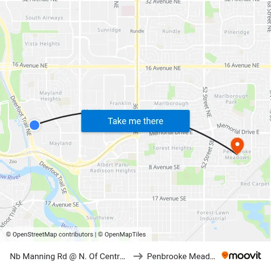 Nb Manning Rd @ N. Of Centre Av E to Penbrooke Meadows map