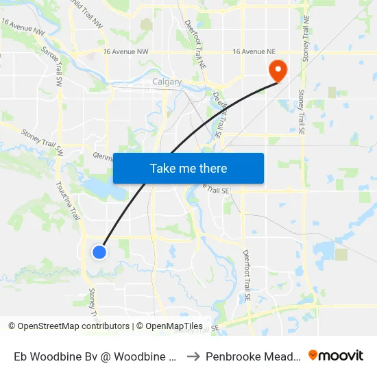 Eb Woodbine Bv @ Woodbine Bv SW to Penbrooke Meadows map