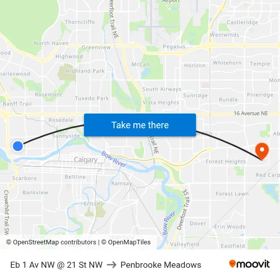 Eb 1 Av NW @ 21 St NW to Penbrooke Meadows map