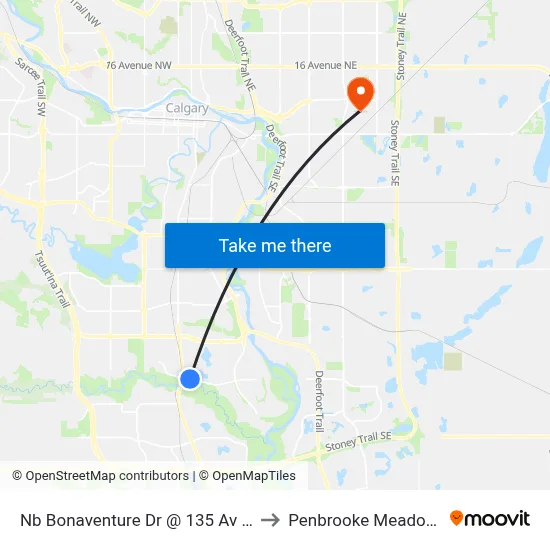 Nb Bonaventure Dr @ 135 Av SE to Penbrooke Meadows map