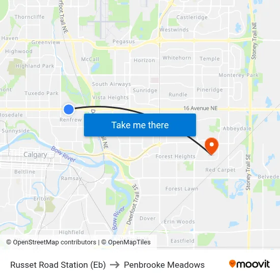 Russet Road Station (Eb) to Penbrooke Meadows map