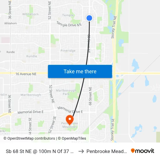 Sb 68 St NE @ 100m N Of 37 Av NE to Penbrooke Meadows map