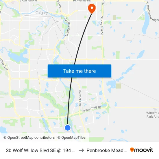 Sb Wolf Willow  Blvd SE @ 194 Av SE to Penbrooke Meadows map