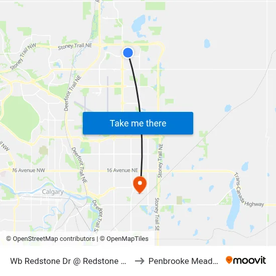 Wb  Redstone Dr @  Redstone St NE to Penbrooke Meadows map