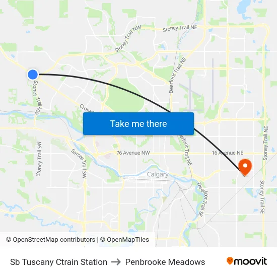 Sb Tuscany Ctrain Station to Penbrooke Meadows map