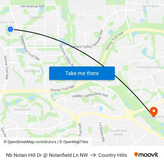 Nb Nolan Hill Dr @ Nolanfield Ln NW to Country Hills map