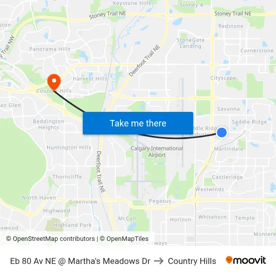 Eb 80 Av NE @ Martha's Meadows Dr to Country Hills map
