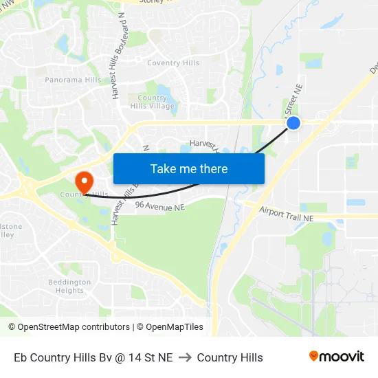 Eb Country Hills Bv @ 14 St NE to Country Hills map