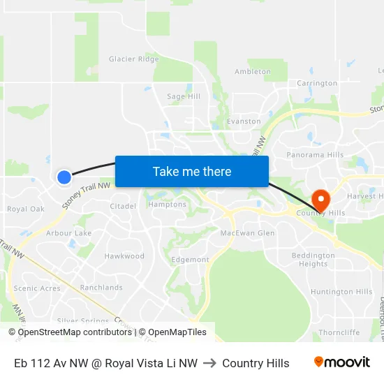 Eb 112 Av NW @ Royal Vista Li NW to Country Hills map