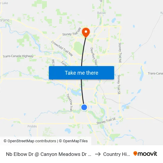 Nb Elbow Dr @ Canyon Meadows Dr SW to Country Hills map