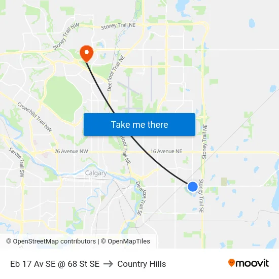 Eb 17 Av SE @ 68 St SE to Country Hills map