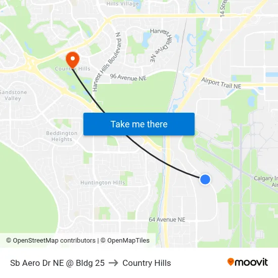 Sb Aero Dr NE @ Bldg 25 to Country Hills map