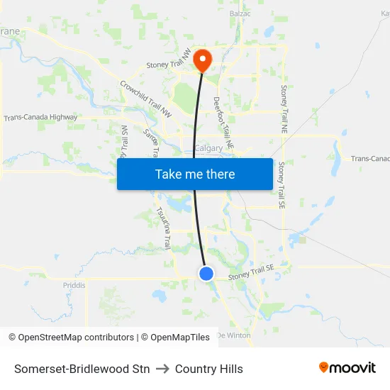 Somerset-Bridlewood Stn to Country Hills map