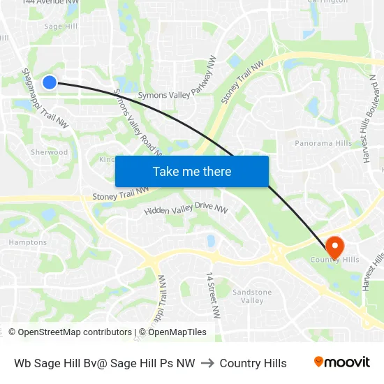 Wb Sage Hill Bv@ Sage Hill Ps NW to Country Hills map