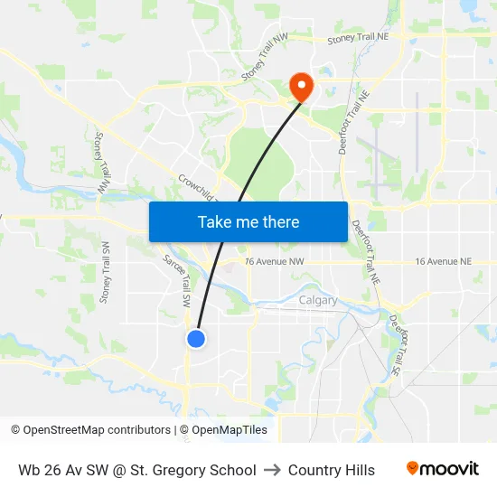 Wb 26 Av SW @ St. Gregory School to Country Hills map
