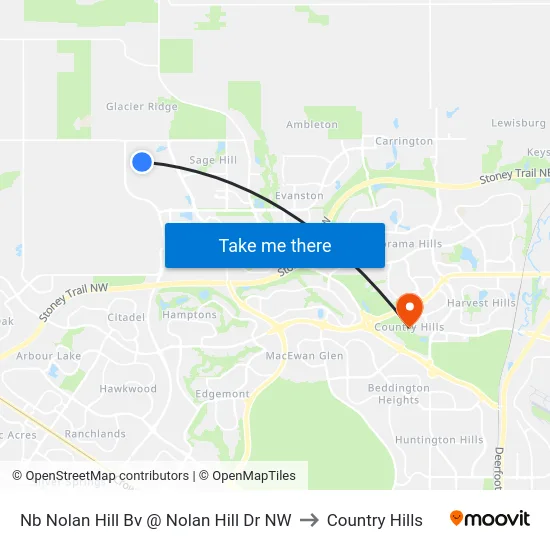 Nb Nolan Hill Bv @ Nolan Hill Dr NW to Country Hills map