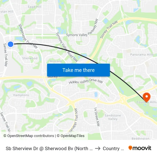 Sb Sherview Dr @ Sherwood Bv (North Leg) NW to Country Hills map