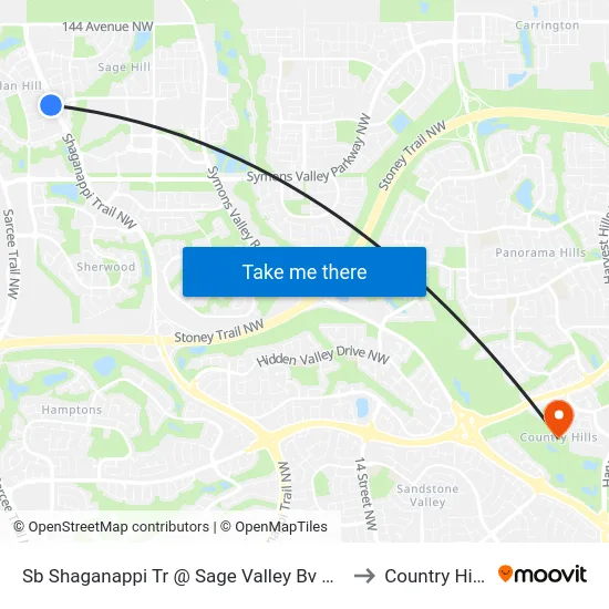 Sb Shaganappi Tr @ Sage Valley Bv NW to Country Hills map
