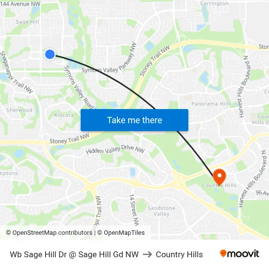Wb Sage Hill Dr @ Sage Hill Gd NW to Country Hills map