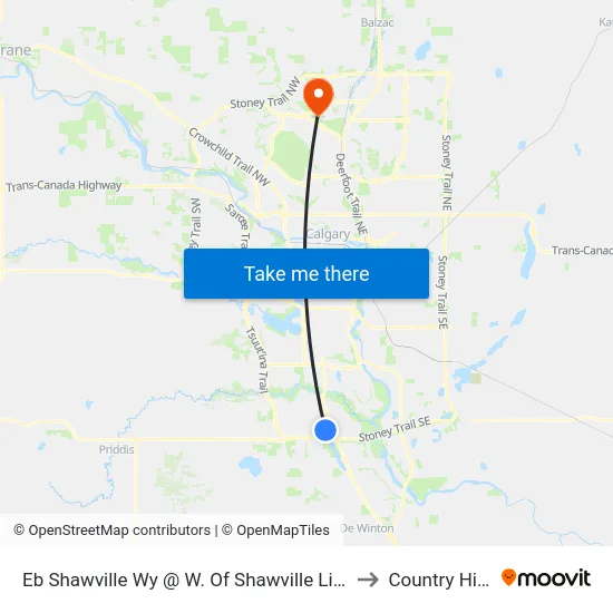 Eb Shawville Wy @ W. Of Shawville Li SE to Country Hills map