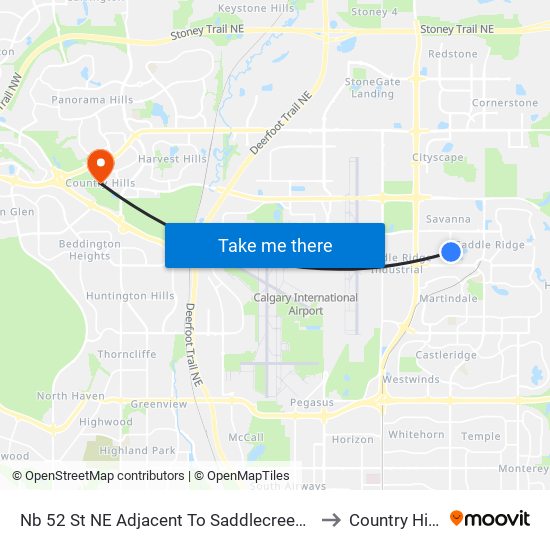 Nb 52 St NE Adjacent To Saddlecreek Cr to Country Hills map