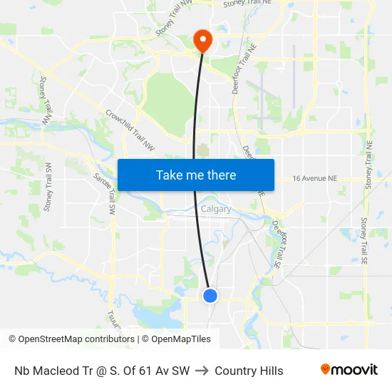 Nb Macleod Tr @ S. Of 61 Av SW to Country Hills map