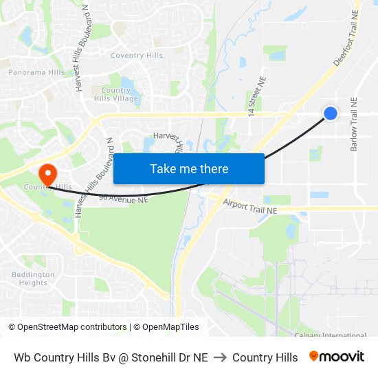 Wb Country Hills Bv @ Stonehill Dr NE to Country Hills map