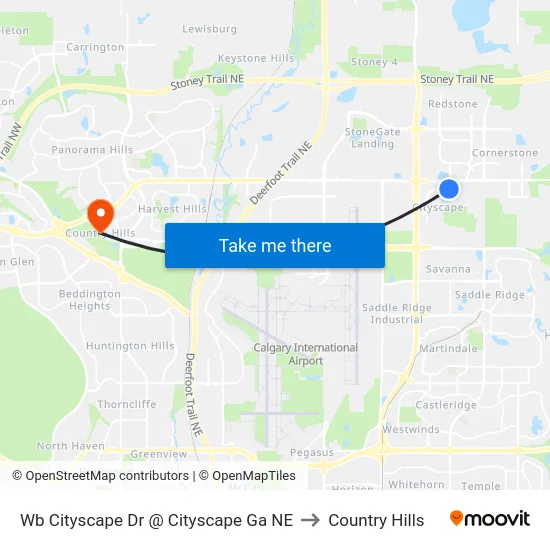 Wb Cityscape Dr @ Cityscape Ga NE to Country Hills map