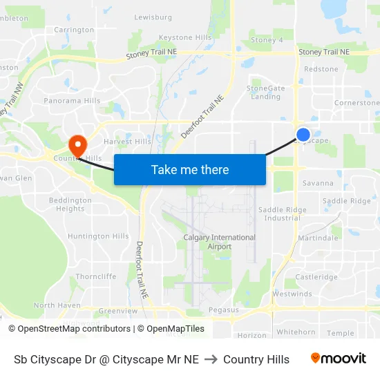 Sb Cityscape Dr @ Cityscape Mr NE to Country Hills map