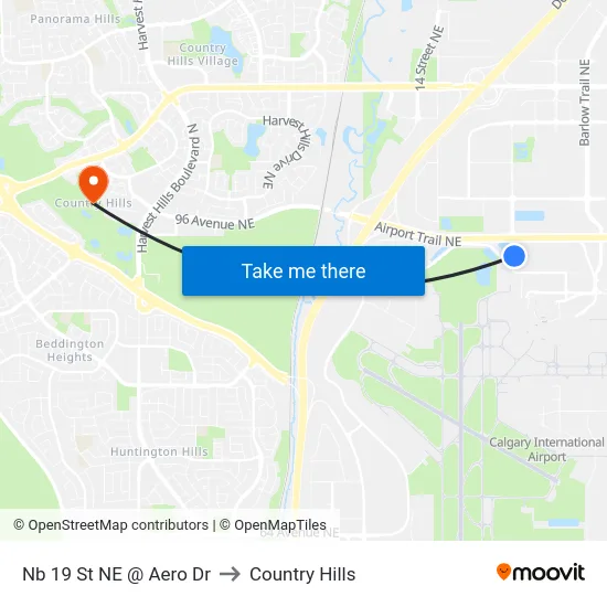 Nb 19 St NE @ Aero Dr to Country Hills map