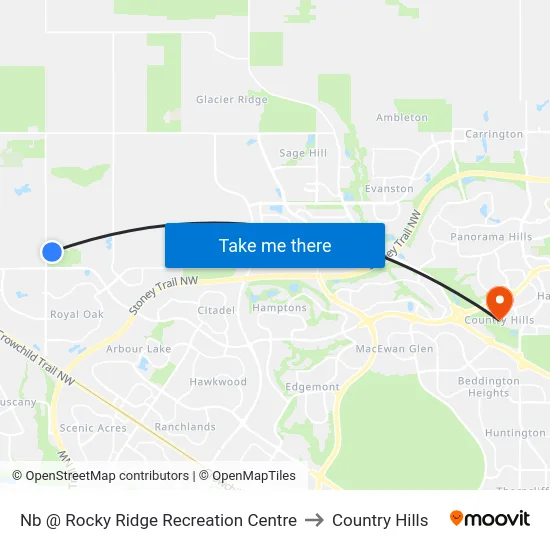 Nb @ Rocky Ridge Recreation Centre to Country Hills map