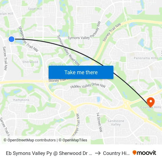 Eb Symons Valley Py @ Sherwood Dr NW to Country Hills map