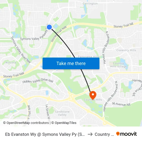 Eb Evanston Wy @ Symons Valley Py (South Leg)  NW to Country Hills map