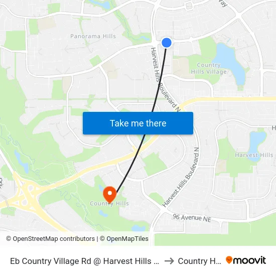 Eb Country Village Rd @ Harvest Hills Bv NE to Country Hills map