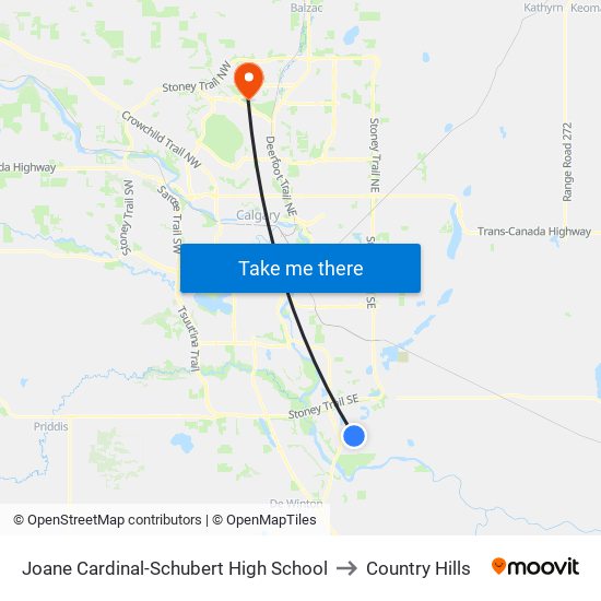 Joane Cardinal-Schubert High School to Country Hills map