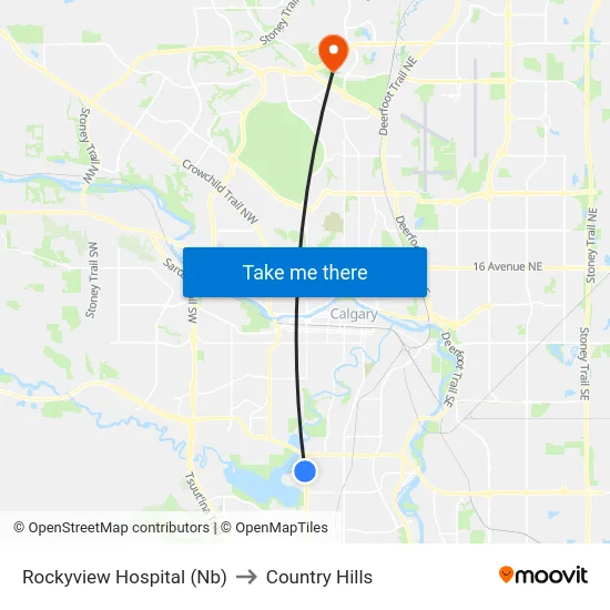 Rockyview Hospital (Nb) to Country Hills map