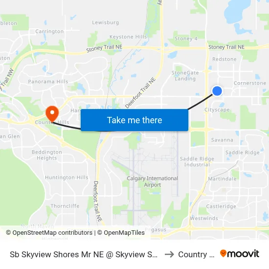 Sb Skyview Shores Mr NE @ Skyview Shores Co NE to Country Hills map