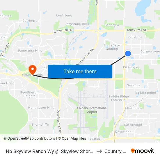 Nb Skyview Ranch Wy @ Skyview Shores Ri NE to Country Hills map